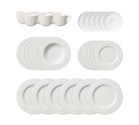 Villeroy & Boch - Twist White Ensemble de Base 30 Pièces Blanc, Garanti Lave-Vaisselle, Compatible Micro-Ondes, Ensemble de Vaisselle, Service de Vaisselle, Porcelaine Haut de Gamme