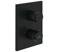 Villeroy & Boch Universal robinets & Raccords kit de montage final TVD000653000K5 thermostatique de douche encastré, carré, avec réglage de volume bidirectionnel, noir mat