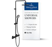 Villeroy & Boch Universal Showers ensemble douche - Dche effet pluie avec thermostat et douch. main - 3 types de jets - Support douch. main flex. - Ens. dche facile à entretenir et monter - Matt Black