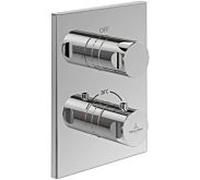Villeroy & Boch Universal Taps & Fittings kit de montage final TVD00065300064 thermostatique de douche à encastrer, carré, avec réglage de volume bidirectionnel, nickel brossé noir