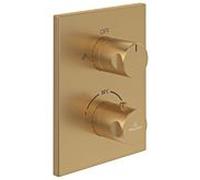 Villeroy & Boch Universal Taps & Fittings set de montage final TVD00065300076 thermostatique de douche à encastrer, carré, avec réglage de volume bidirectionnel, or brossé