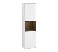 Villeroy & Boch V&B Armoire haute Finion 41,8x151,6cm, gauche, placage noyer, blanc brillant laqué Quantité:1
