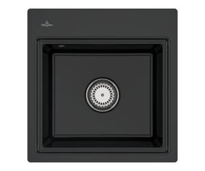 Villeroy & Boch V&B évier affleurant Subway Style 50 S Flat grille, droite, avec garniture, noir Quantité:1