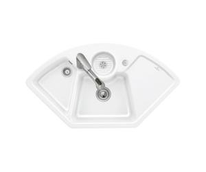 Villeroy & Boch V&B Évier d'angle Solo avec garniture vidage, excentrique, blanc alpin CeramicPlus Quantité:1
