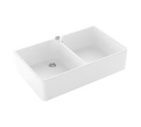 Villeroy & Boch V&B Évier double 90 x avec égouttoir, mitigeur, excentrique, blanc brillant C-plus Quantité:1