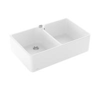 Villeroy & Boch V&B Évier double bac 80 x m avec garniture vidage, excentrique, blanc alp CeramicPlus Quantité:1