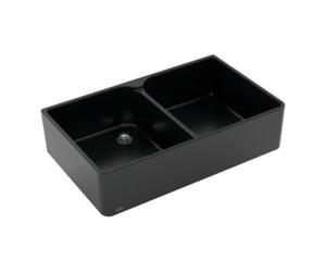 Villeroy & Boch V&B Évier double bac 90 x avec garniture et robinet, noir pur Quantité:1