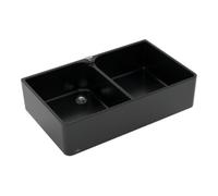 Villeroy & Boch V&B Évier double bac 90 x avec garniture vidage, manette, excentrique, noir pur Quantité:1