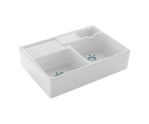 Villeroy & Boch V&B Évier double bac avec égouttoir, mitigeur, blanc alpin C-plus Quantité:1