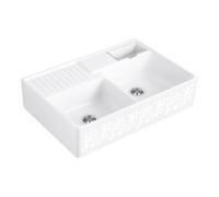 Villeroy & Boch V&B Évier double bac avec égouttoir, robinetterie, blanc perlé C-plus Quantité:1