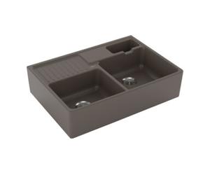 Villeroy & Boch V&B Évier double cuve avec égouttoir, mitigeur, timber C-plus Quantité:1