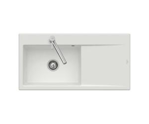 Villeroy & Boch V&B Évier encastré Subway Style 60 Flat droite, avec garniture vidage, excentrique, inox blanc C-plus Quantité:1