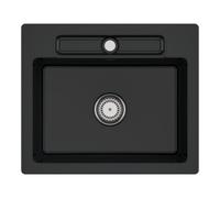 Villeroy & Boch V&B Évier Siluet 60 S avec garniture vidage, robinet rond, noir pur Quantité:1