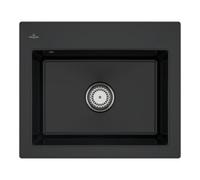 Villeroy & Boch V&B Évier Subway 60 S avec garniture de vidage, commande manuelle, noir pur Quantité:1