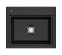 Villeroy & Boch V&B Évier Subway Style 60S, garniture vidage, mitigeur + grille, noir pur Quantité:1