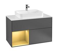 Villeroy & Boch V&B Finion 100 Meuble sous lavabo avec éclairage mural, placard à gauche, anthracite mat Quantité:1