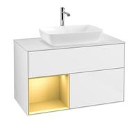 Villeroy & Boch V&B Finion 100 Meuble sous lavabo Éclairage mural Pl w m, Reg gol m Lac, glo wh. Lac Quantité:1