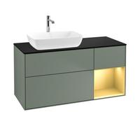 Villeroy & Boch V&B Finion 120 cm Meuble sous-lavabo Éclairage mural Placage bouleau verni or huilé verni Quantité:1