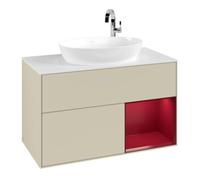 Villeroy & Boch V&B Finion Meuble sous lavabo 100, blanc mat, poignée Pro m laqué, gris mat laqué Quantité:1
