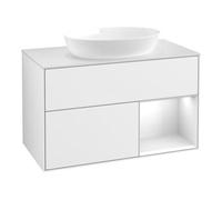 Villeroy & Boch V&B Finion Meuble sous lavabo 100, Plaque blanche mat, Face laque blanche brillante Quantité:1