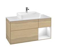 Villeroy & Boch V&B Finion Meuble sous lavabo 120 cm, blanc, éclairage mural, rangement droit, poignée blanche Quantité:1