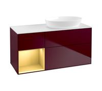 Villeroy & Boch V&B Finion Meuble sous lavabo 120 cm, blanc mat, réglette or mat, poignée m Quantité:1