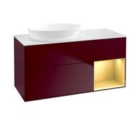 Villeroy & Boch V&B Finion Meuble sous-lavabo 120 cm, blanc mat, réglette or mat, poignée m Quantité:1