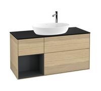 Villeroy & Boch V&B Finion Meuble sous lavabo 120 cm, bleu, avec éclairage mural, étagère médium laqué, ouverture à venin Quantité:1