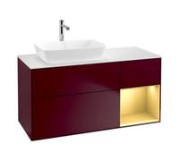 Villeroy & Boch V&B Finion Meuble sous lavabo 120 cm, éclairage mural, blanc mat, poignée or mat, miroir m Quantité:1