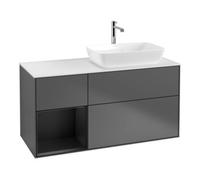 Villeroy & Boch V&B Finion Meuble sous lavabo 120 cm, éclairage mural, blanc mat, réglette bleue mat laquée, anthracite mat Quantité:1