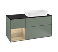 Villeroy & Boch V&B Finion Meuble sous lavabo 120 cm, éclairage mural, placage bois, porte gauche, olivier mat laqué Quantité:1