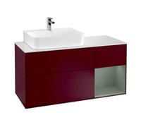 Villeroy & Boch V&B Finion Meuble sous lavabo 120 cm, éclairage mural, placage bois, réglette gauche, olivier mat, laqué, poignée métallique Quantité:1