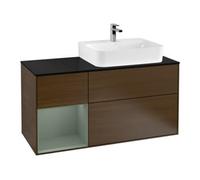 Villeroy & Boch V&B Finion Meuble sous lavabo 120 cm, Pl b m, Éclairage mural, Rg g, Oli. m Lac, noyer vein. Quantité:1