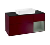 Villeroy & Boch V&B Finion Meuble sous lavabo 120 cm, Pl blanc mat, Tiroir à droite, Olive mat laqué, Poignées mat Quantité:1
