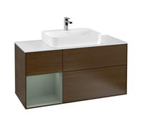 Villeroy & Boch V&B Finion Meuble sous lavabo 120 cm, Pl w m, Éclairage mural, Rg g, Oli. m Lac, noyer vein. Quantité:1