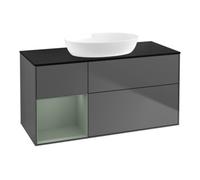 Villeroy & Boch V&B Finion Meuble sous-lavabo 120 cm, Placage bois, Gris olive mat laqué, Anthracite m Quantité:1
