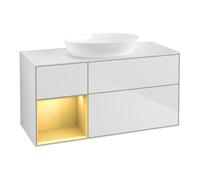 Villeroy & Boch V&B Finion Meuble sous lavabo 120 cm, placage bois, laque réglisse, blanc laqué Quantité:1