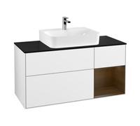 Villeroy & Boch V&B Finion Meuble sous lavabo 120 cm, placage bois, noyer rouge, blanc brillant Quantité:1