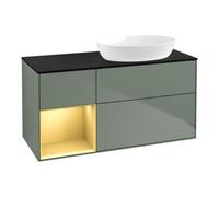 Villeroy & Boch V&B Finion Meuble sous lavabo 120 cm, placage bouleau, laqué or, huile laquée Quantité:1