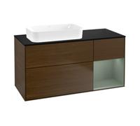 Villeroy & Boch V&B Finion Meuble sous-lavabo 120x60 cm, éclairage mural, placage noyer, laqué reg re oli. Quantité:1