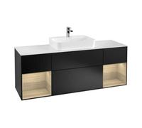 Villeroy & Boch V&B Finion Meuble sous lavabo 160 cm, blanc, réglette LED murale, bleu mat laqué Quantité:1