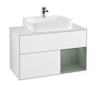Villeroy & Boch V&B Finion Meuble sous lavabo Éclairage mural 100, blanc mat, rouge olivier mat, laqué brillant blanc Quantité:1