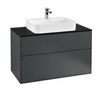 Villeroy & Boch V&B Finion Meuble sous lavabo Éclairage mural 100x60,3cm, plaque de fermeture bleue m, bleu moyen m Lac Quantité:1