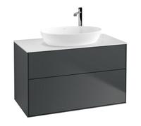 Villeroy & Boch V&B Finion Meuble sous lavabo Éclairage mural 100x60,3cm, plaque hab. blanc, méd. bleu m Lac Quantité:1