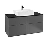 Villeroy & Boch V&B Finion Meuble sous lavabo Éclairage mural 120x60,3 cm, plaque de fermeture bleue, anthracite m Quantité:1