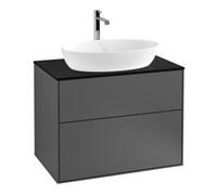 Villeroy & Boch V&B Finion Meuble sous lavabo Éclairage mural 80x60,3cm, plaque abd. bleu, anthracite mat Quantité:1