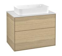 Villeroy & Boch V&B Finion Meuble sous lavabo Éclairage mural 80x60,3cm, Plaque cache blanc mat, Placage chêne Quantité:1