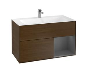Villeroy & Boch V&B Finion Meuble sous lavabo Éclairage mural 99,6x59,1 cm, anthracite, bois de noyer Quantité:1