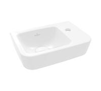 Villeroy & Boch V&B Lavabo à main O.NOVO Compact 36x25 cm, carré, L P, avec trou robinet, sans trop-plein, blanc A-bac C+ Quantité:1