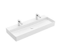 Villeroy & Boch V&B Memento 2.0 lavabo 120x47 cm, 2x perçages robinet, sans trop-plein, blanc mat C+ Quantité:1